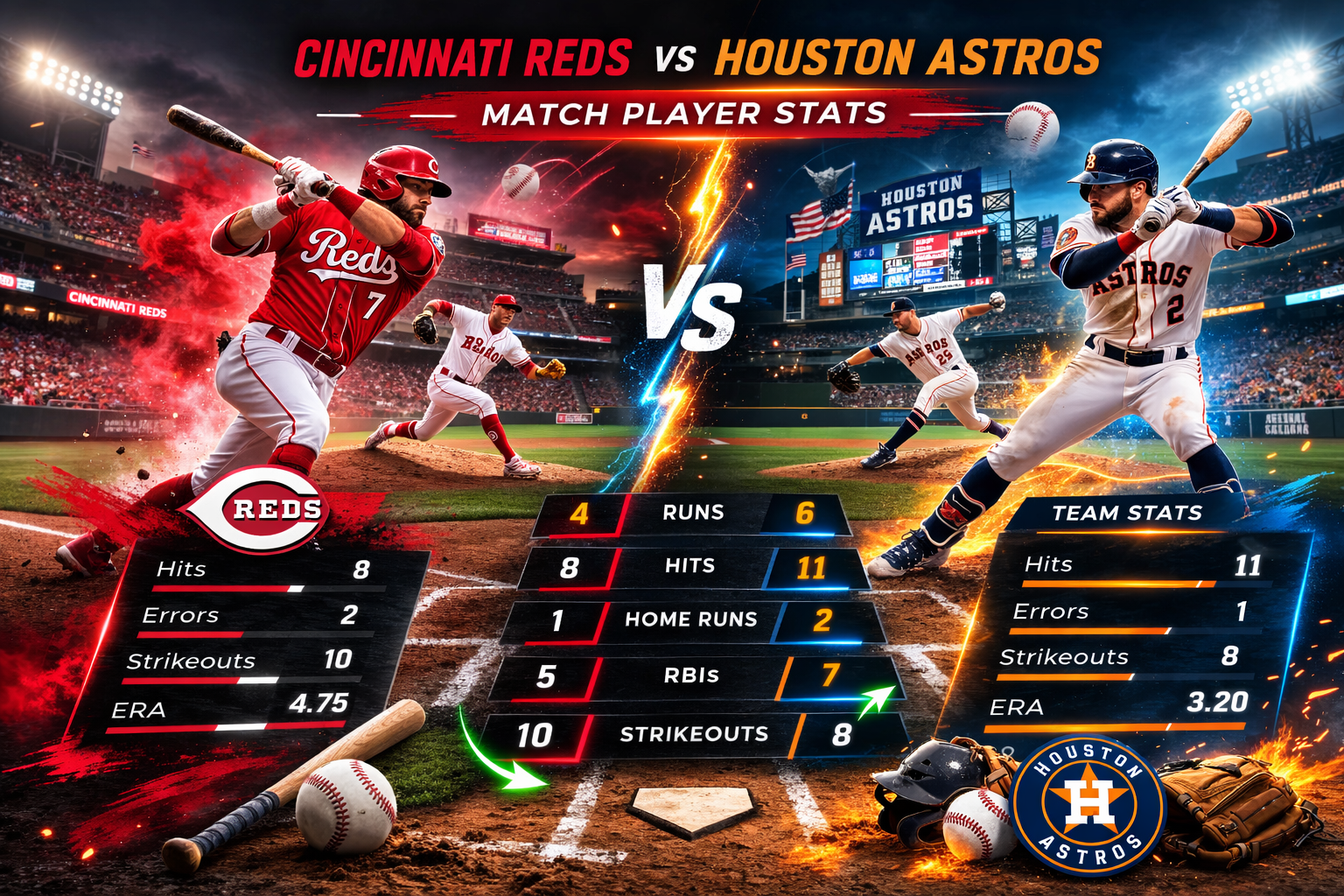 Cincinnati Reds vs Houston Astros Match Player Stats